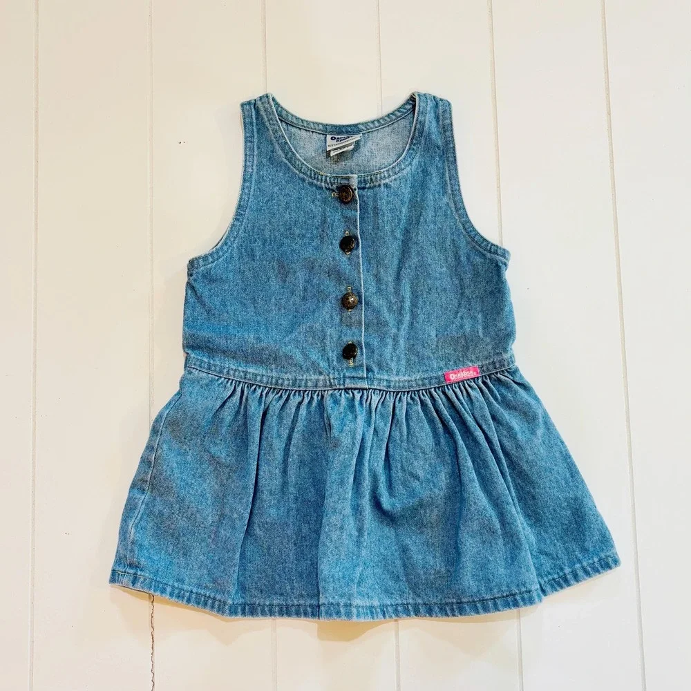 Vintage Oshkosh B'Gosh Light‎ Denim Dress, Made in USA, Size 2T